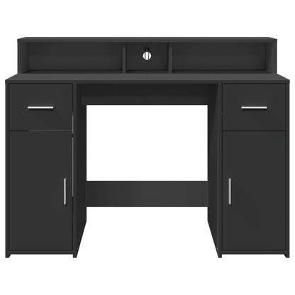 vidaXL Desk with LED Lights Black 120x55x91 cm Engineered Wood