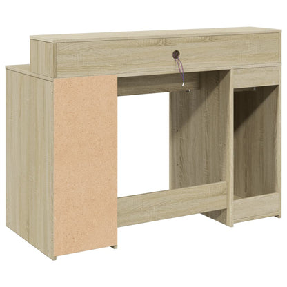 vidaXL Desk with LED Lights Sonoma Oak 120x55x91 cm Engineered Wood