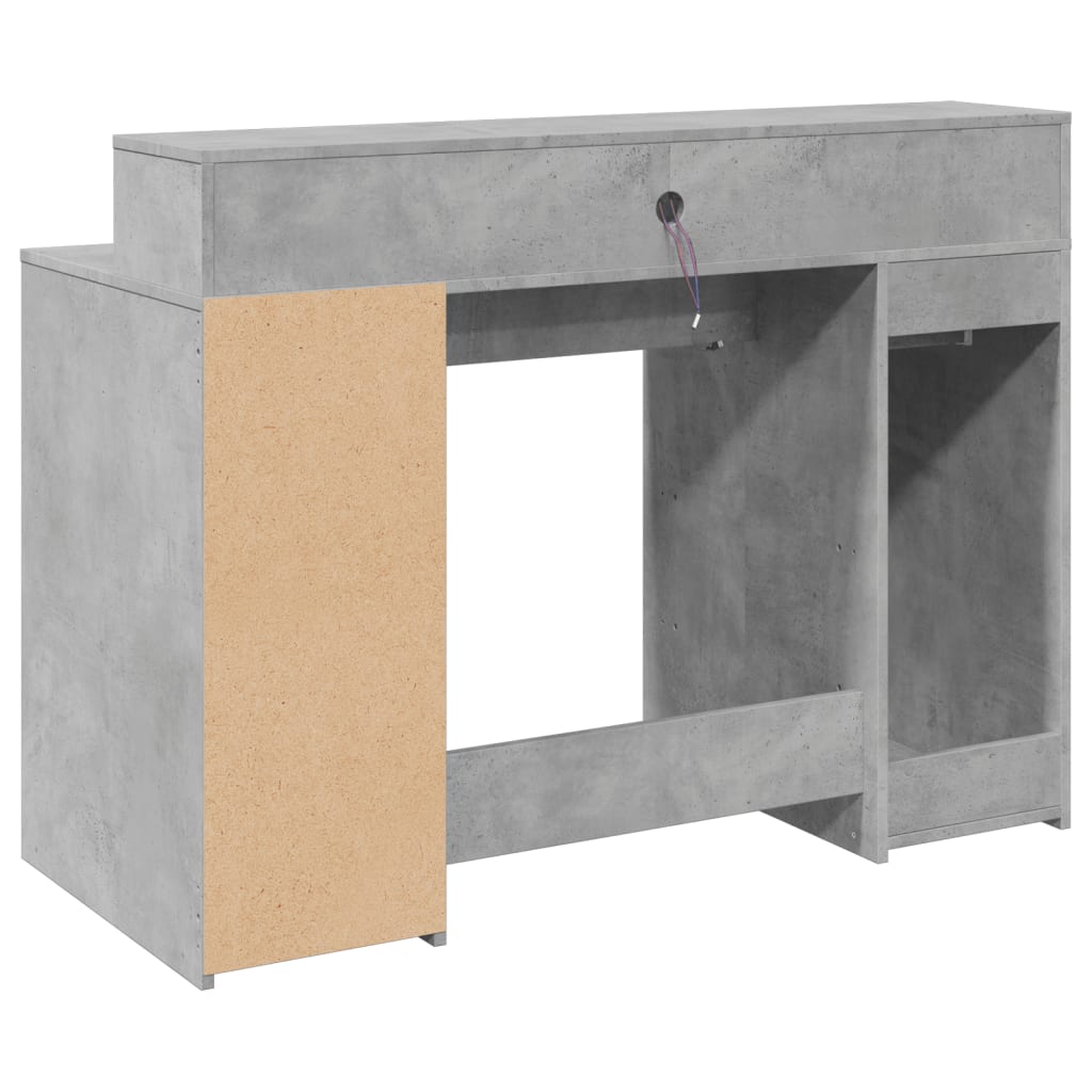 vidaXL Desk with LED Lights Concrete Grey 120x55x91 cm Engineered Wood