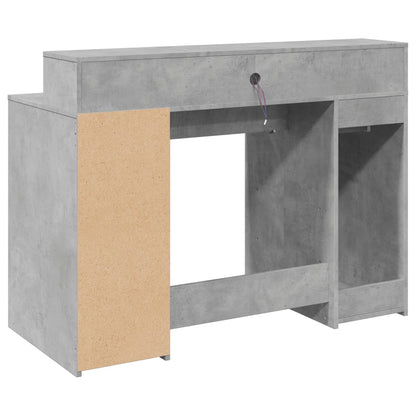 vidaXL Desk with LED Lights Concrete Grey 120x55x91 cm Engineered Wood