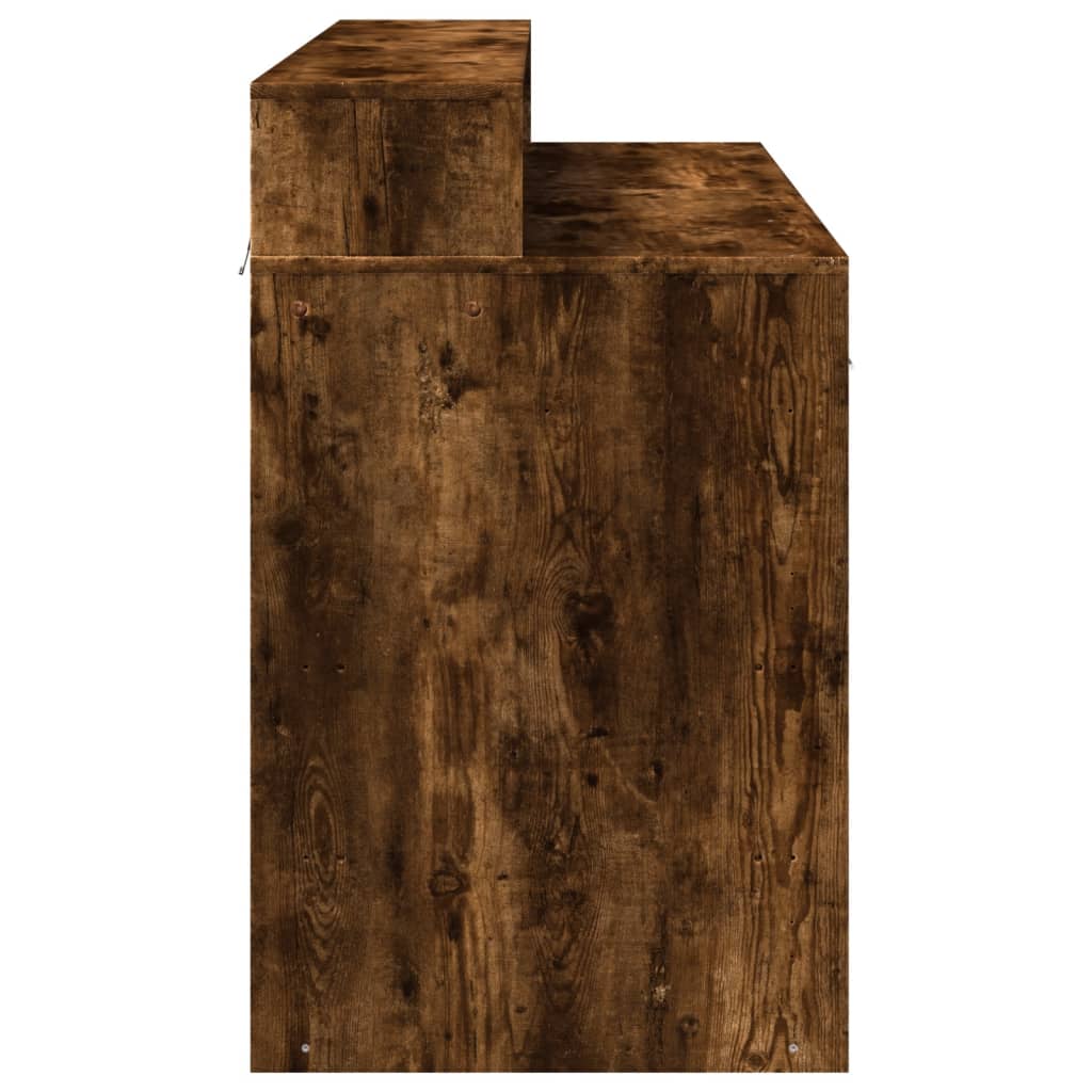 vidaXL Desk with LED Lights Smoked Oak 120x55x91 cm Engineered Wood