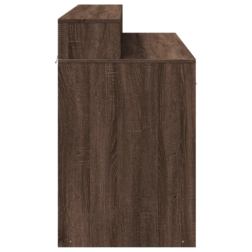 vidaXL Desk with LED Lights Brown Oak 120x55x91 cm Engineered Wood