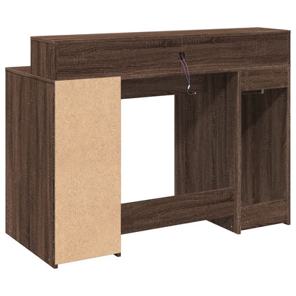 vidaXL Desk with LED Lights Brown Oak 120x55x91 cm Engineered Wood
