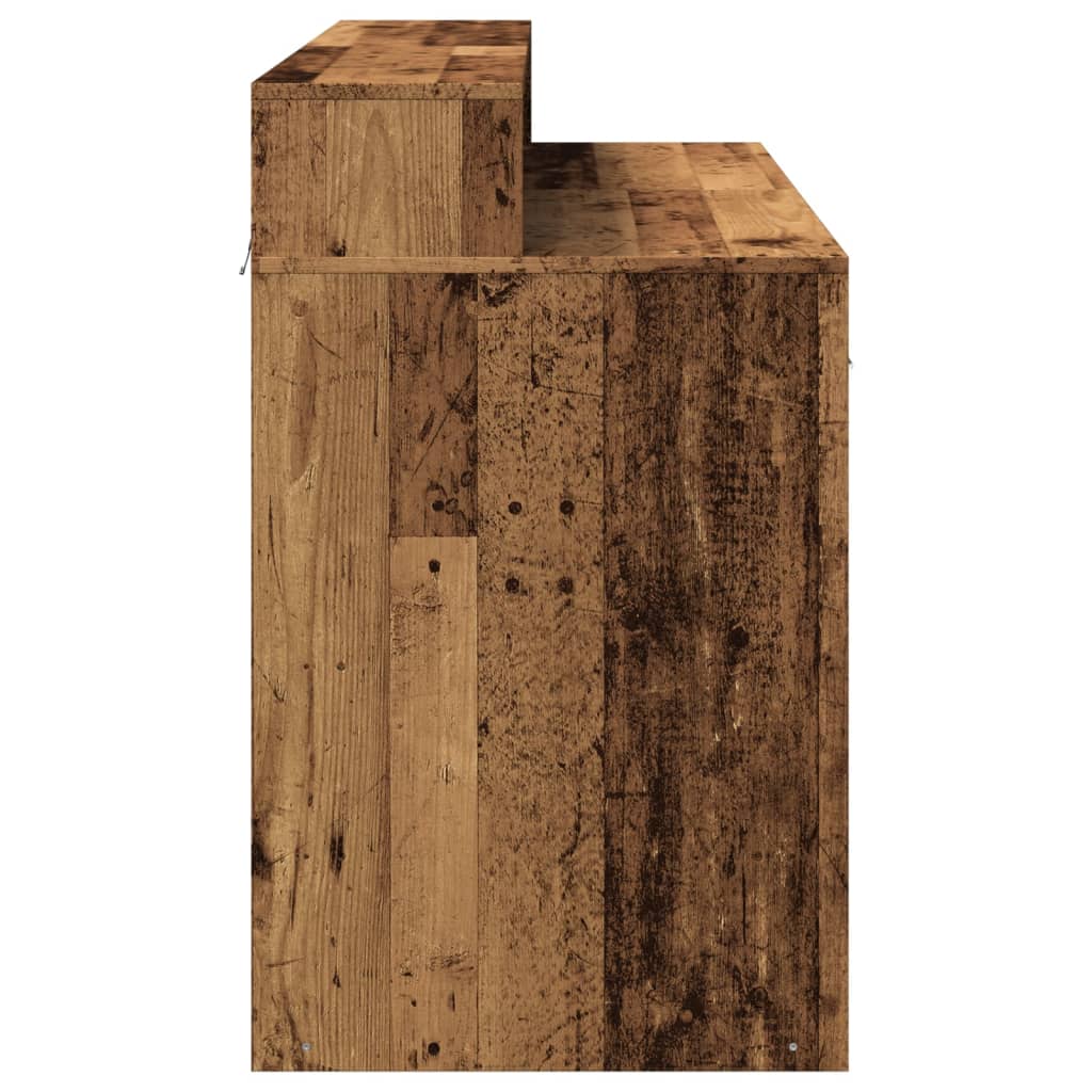 vidaXL Desk with LED Lights Old Wood 120x55x91 cm Engineered Wood