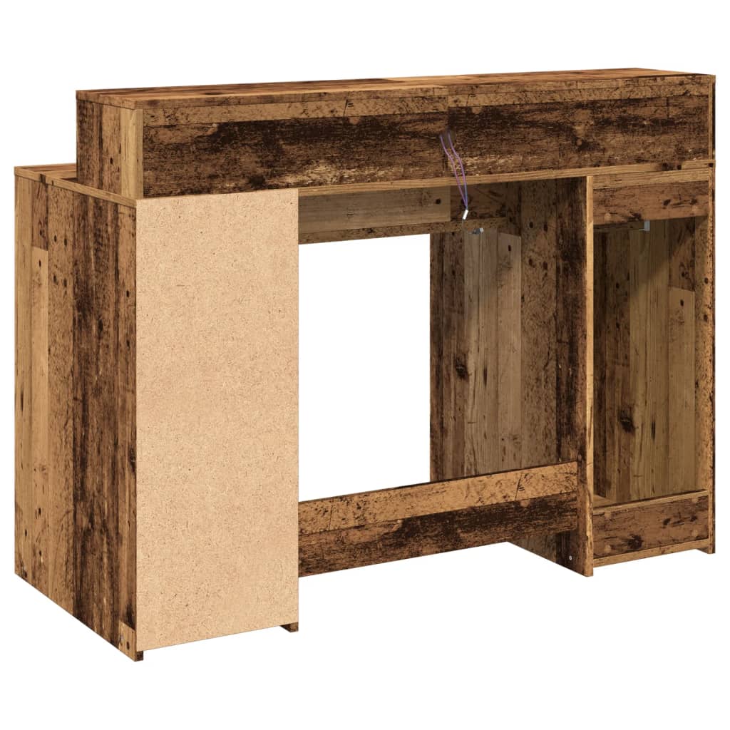 vidaXL Desk with LED Lights Old Wood 120x55x91 cm Engineered Wood