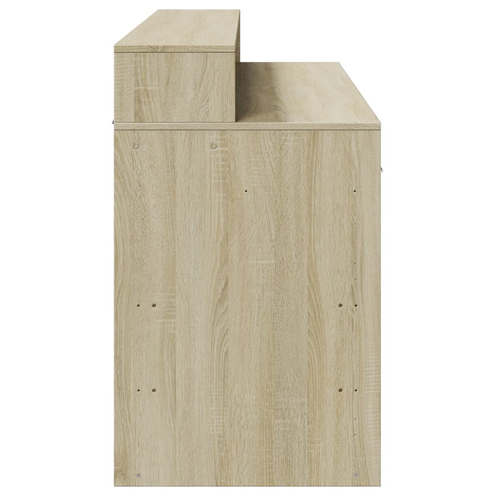 vidaXL Desk with LED Lights Sonoma Oak 140x55x91 cm Engineered Wood