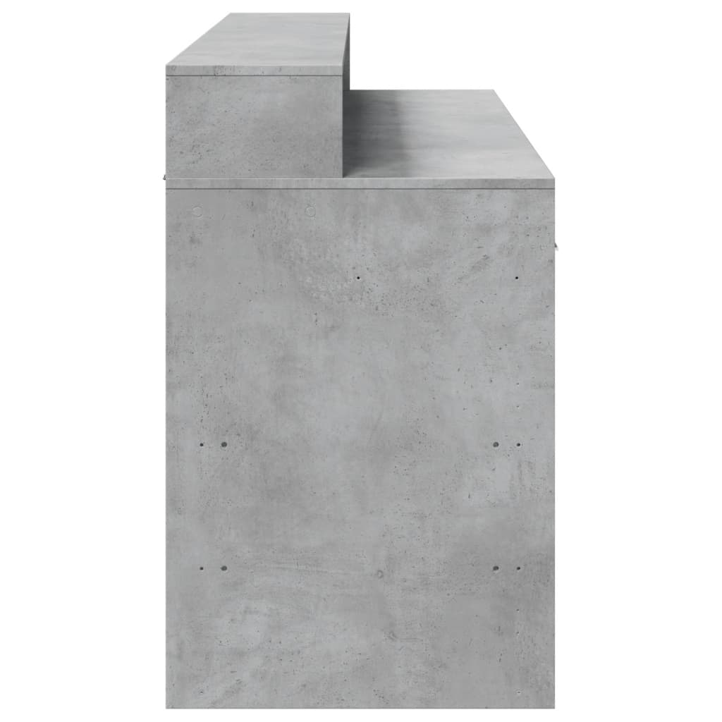 vidaXL Desk with LED Lights Concrete Grey 140x55x91 cm Engineered Wood