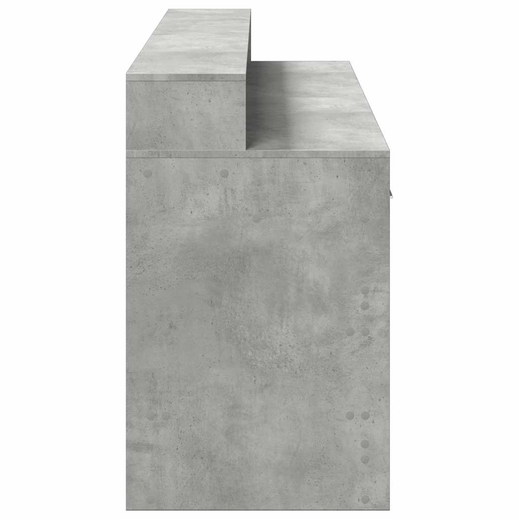 vidaXL Desk with LED Lights Concrete Grey 160x55x91 cm Engineered Wood