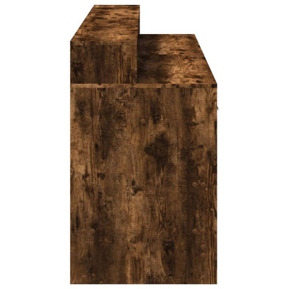 vidaXL Desk with LED Lights Smoked Oak 160x55x91 cm Engineered Wood