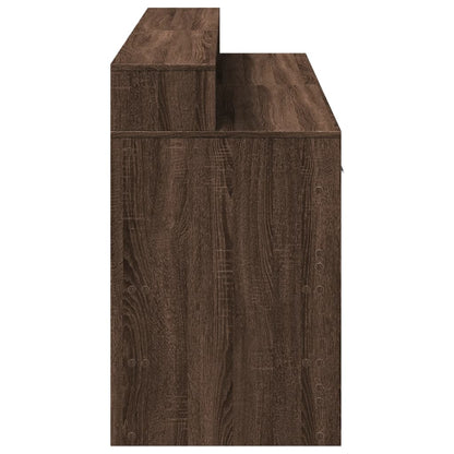 vidaXL Desk with LED Lights Brown Oak 160x55x91 cm Engineered Wood