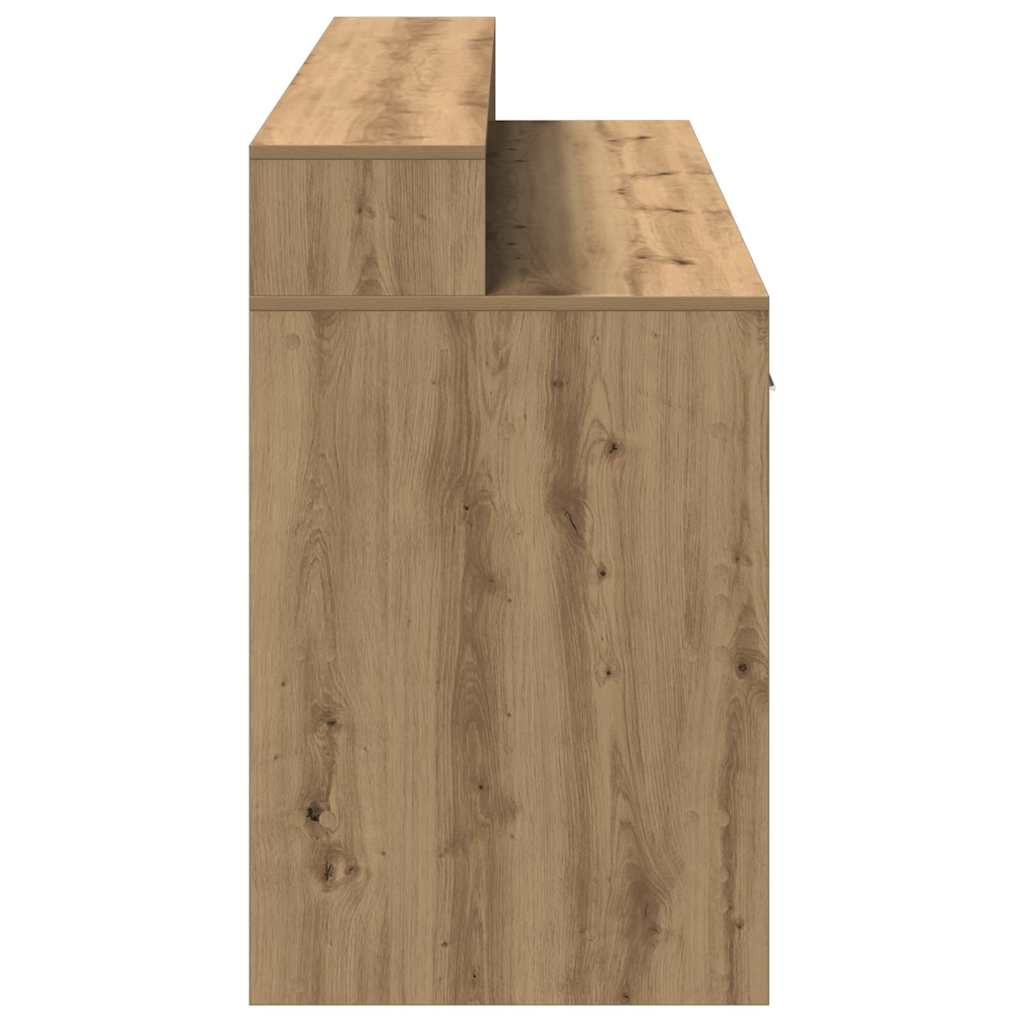 vidaXL Desk with LED Lights Artisian Oak 160x55x91 cm Engineered Wood