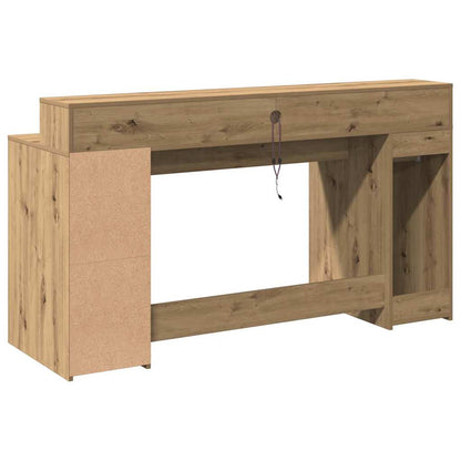 vidaXL Desk with LED Lights Artisian Oak 160x55x91 cm Engineered Wood