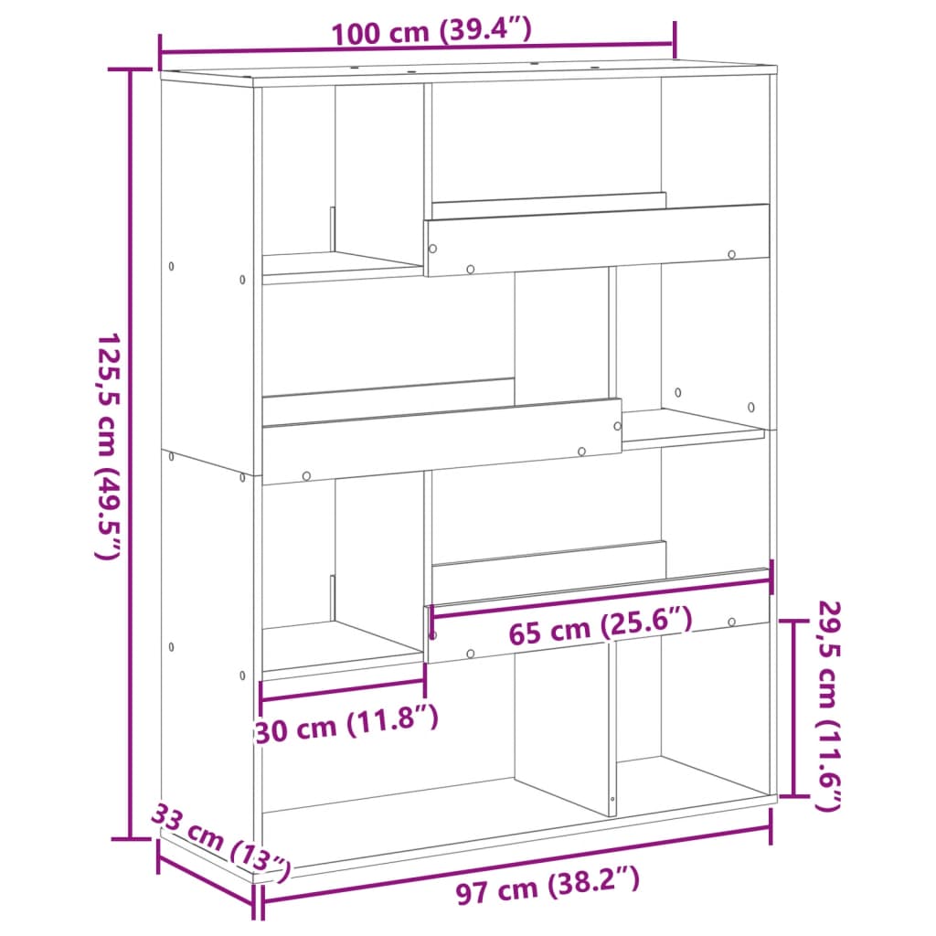 vidaXL Room Divider Black 100x33x125.5 cm Engineered Wood