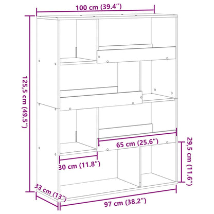 vidaXL Room Divider Black 100x33x125.5 cm Engineered Wood