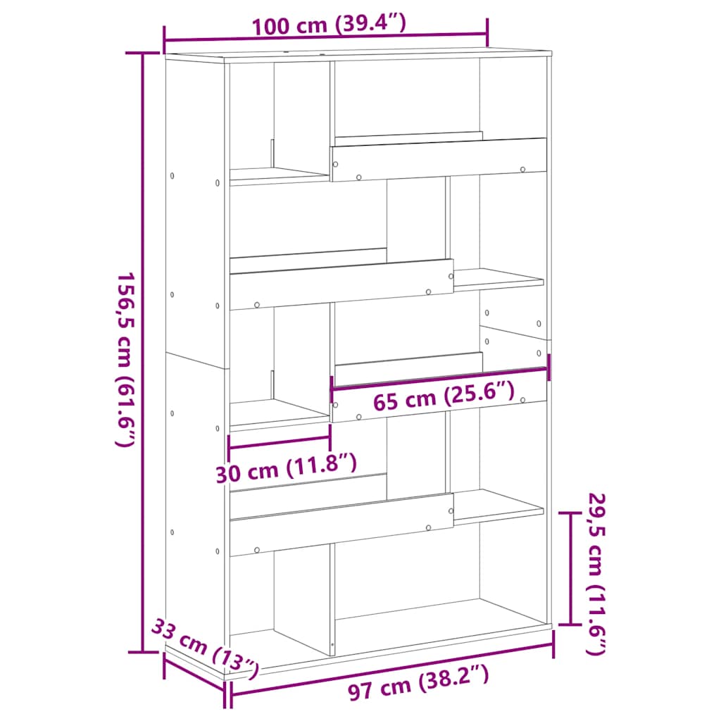 vidaXL Room Divider Black 100x33x156.5 cm Engineered Wood