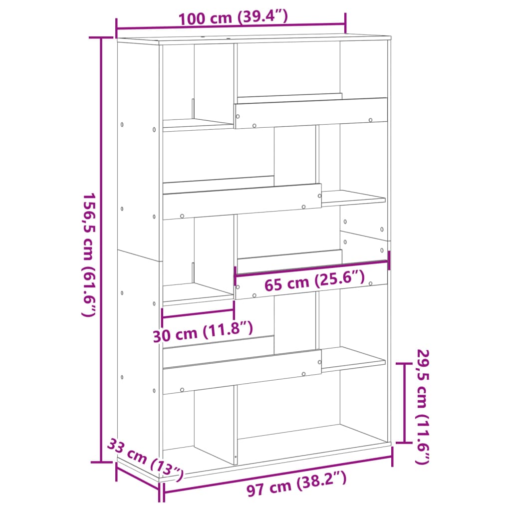 vidaXL Room Divider Old Wood 100x33x156.5 cm Engineered Wood