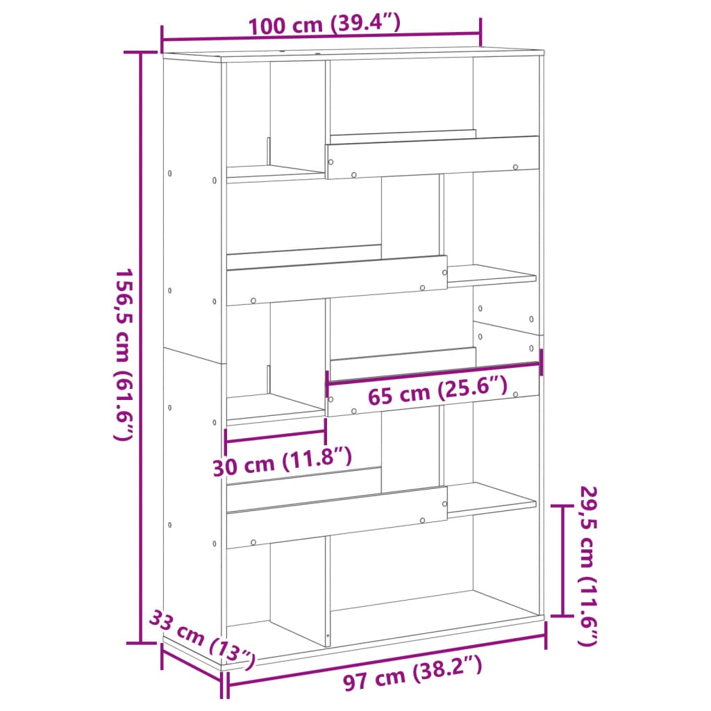 vidaXL Room Divider Artisian Oak 100x33x156.5 cm Engineered Wood