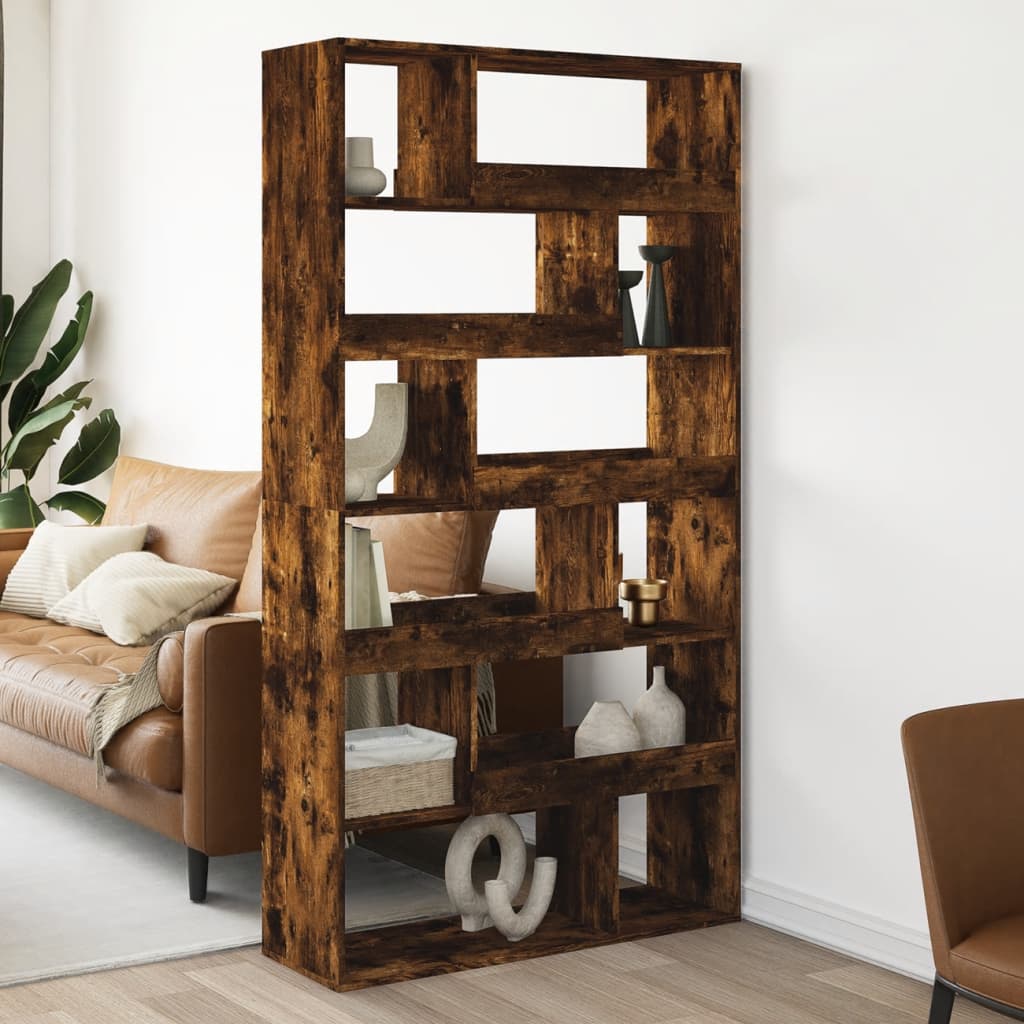 vidaXL Room Divider Smoked Oak100x33x187,5 cm Engineered Wood