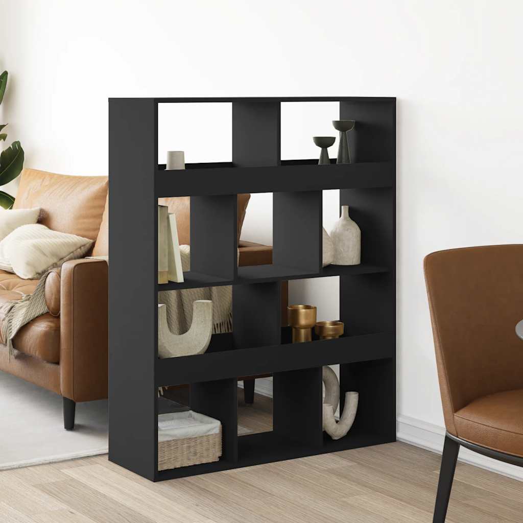 vidaXL Room Divider Black 100x33x125,5 cm Engineered Wood