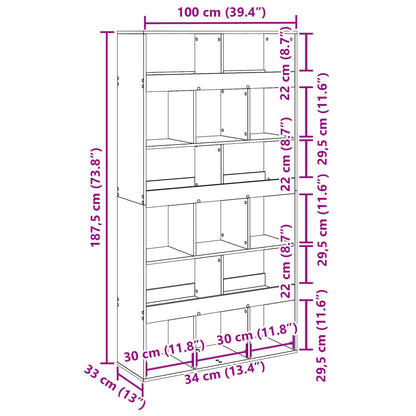 vidaXL Room Divider Black 100x33x187,5 cm Engineered Wood