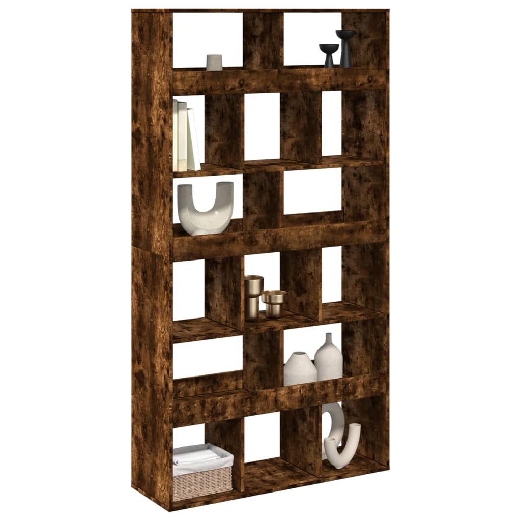 vidaXL Room Divider Smoked Oak100x33x187,5 cm Engineered Wood