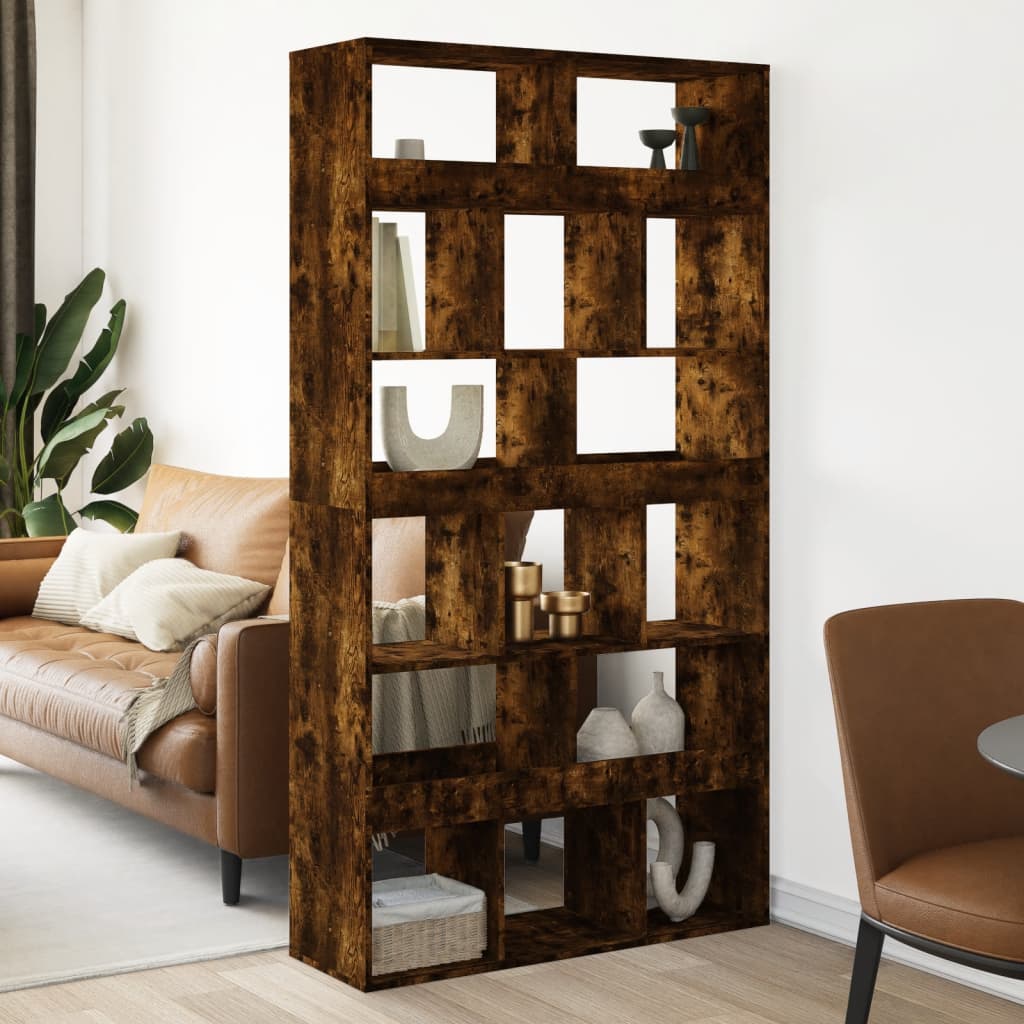 vidaXL Room Divider Smoked Oak100x33x187,5 cm Engineered Wood