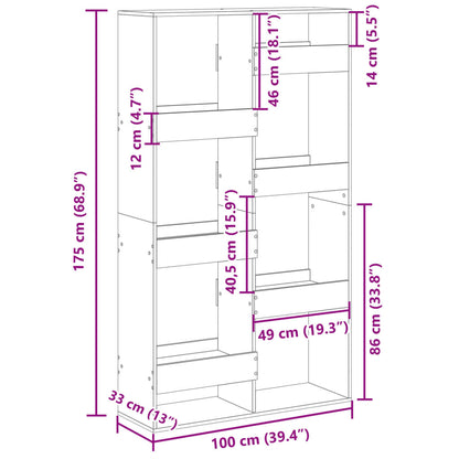 vidaXL Room Divider Grey Sonoma 100x33x175 cm Engineered Wood