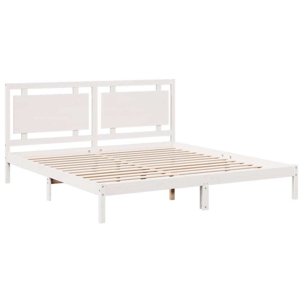 vidaXL Extra Long Bed Frame without Mattress White 200x210 cm Solid Wood