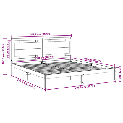 vidaXL Extra Long Bed Frame without Mattress White 200x210 cm Solid Wood