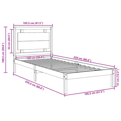 vidaXL Extra Long Bed Frame without Mattress 100x220 cm Solid Wood