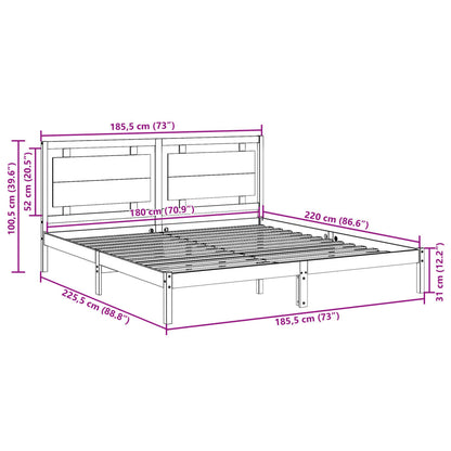 vidaXL Extra Long Bed Frame without Mattress 180x220 cm Solid Wood
