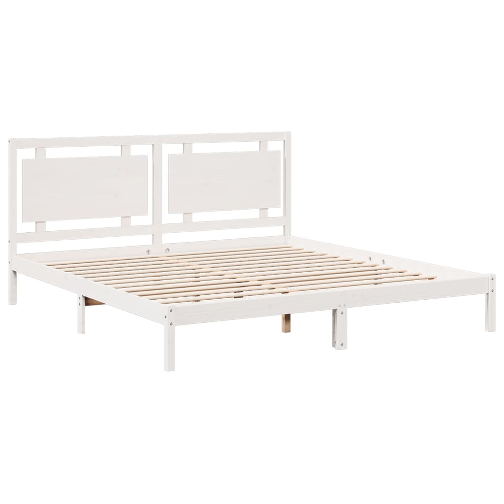 vidaXL Extra Long Bed Frame without Mattress White 200x220 cm Solid Wood