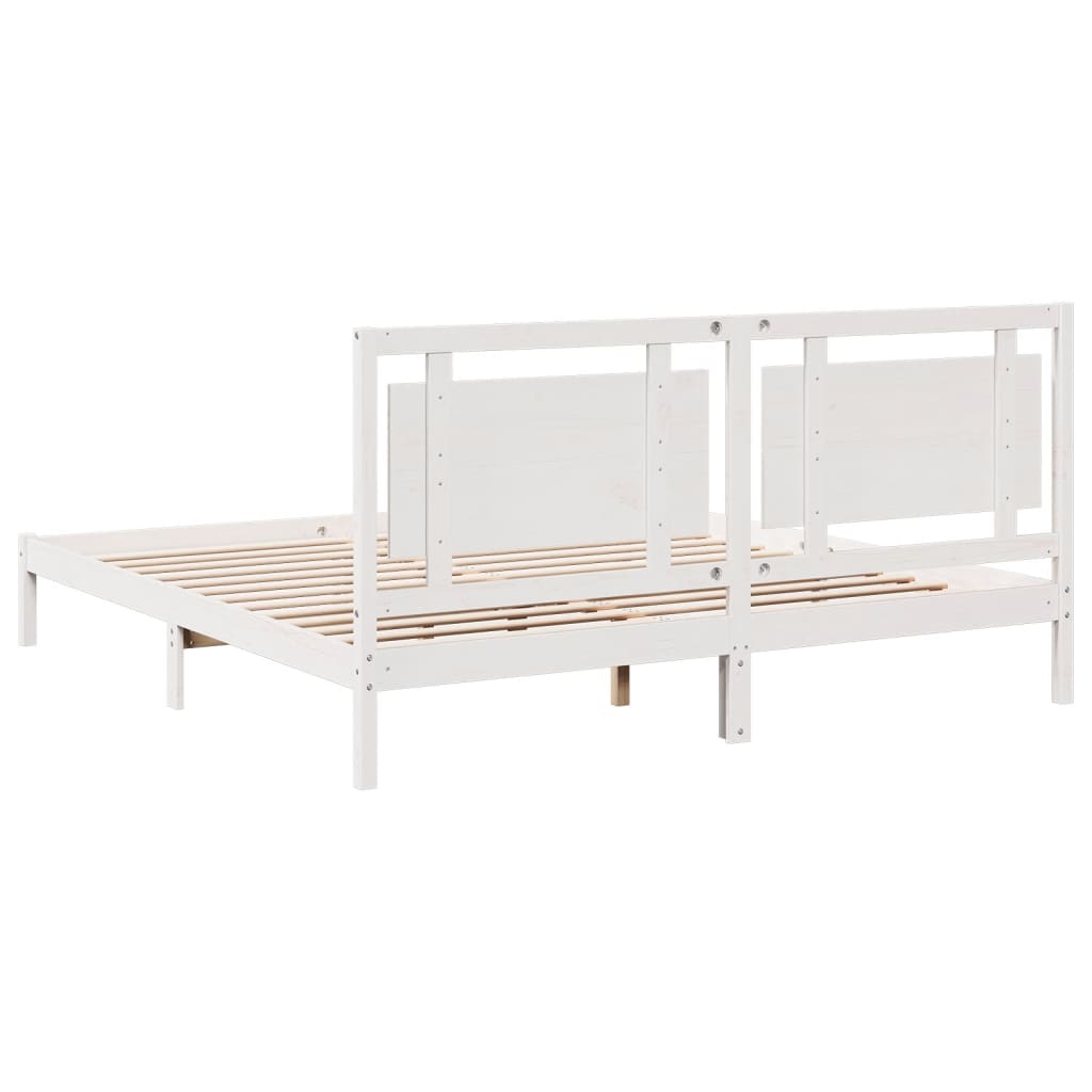 vidaXL Extra Long Bed Frame without Mattress White 200x220 cm Solid Wood