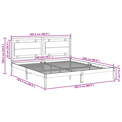 vidaXL Extra Long Bed Frame without Mattress White 200x220 cm Solid Wood