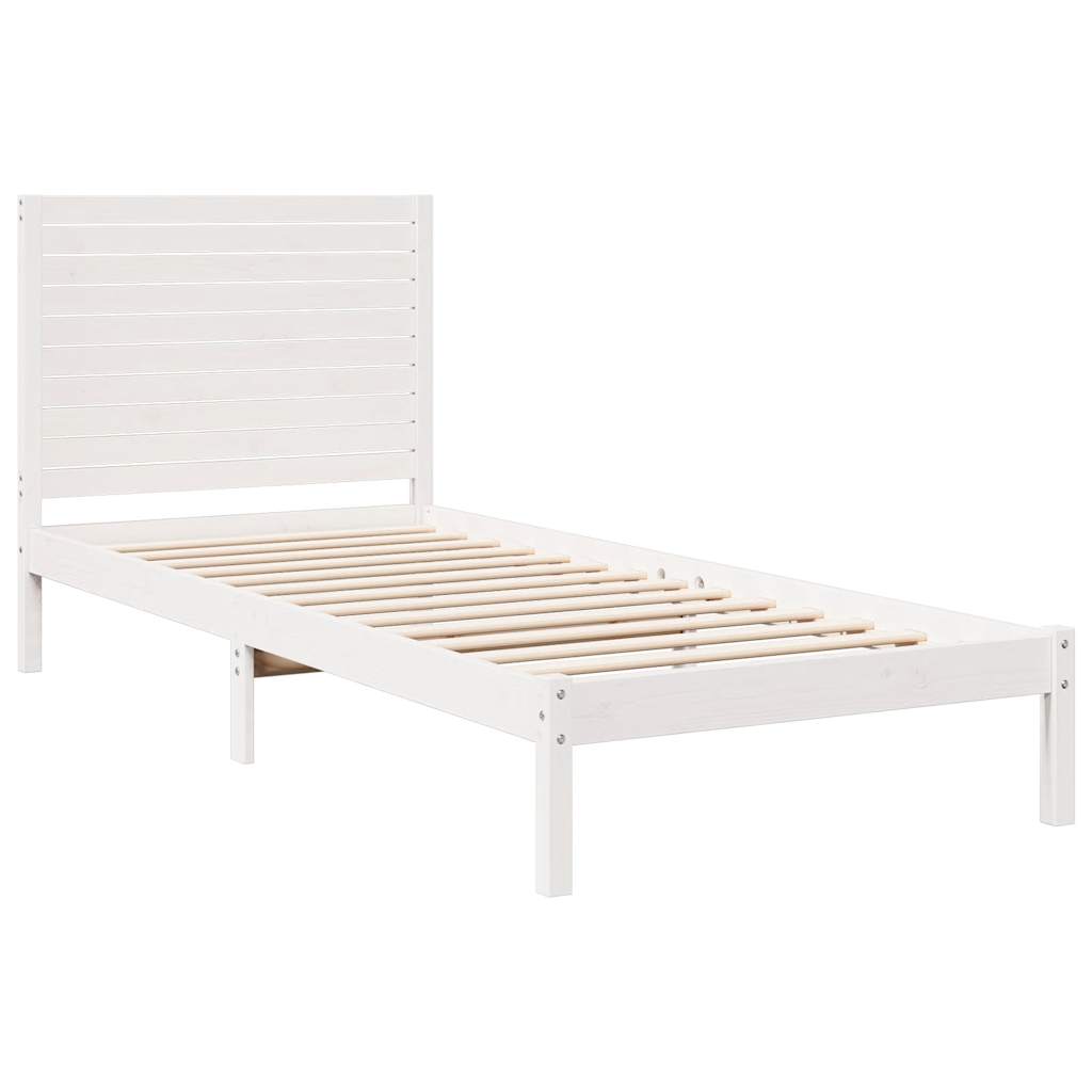 vidaXL Extra Long Bed Frame without Mattress White 90x210 cm Solid Wood