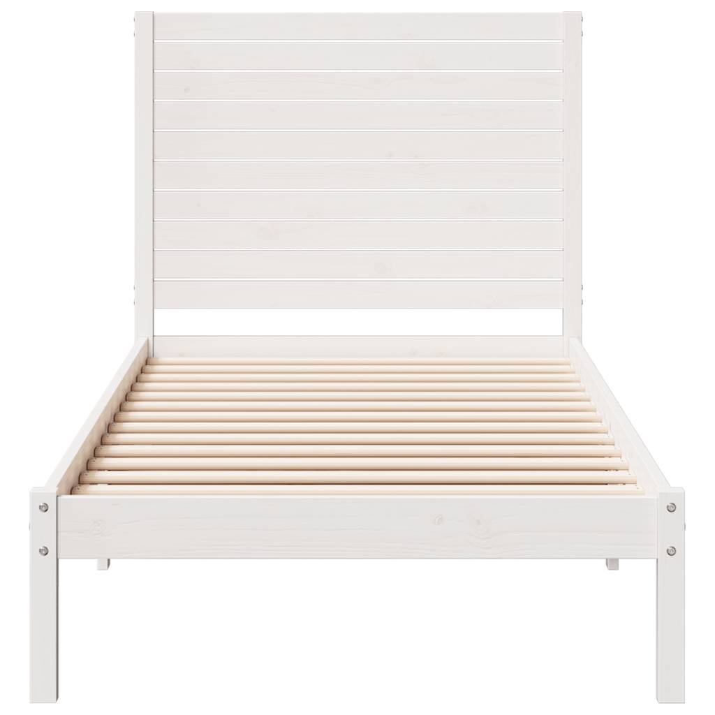 vidaXL Extra Long Bed Frame without Mattress White 90x210 cm Solid Wood
