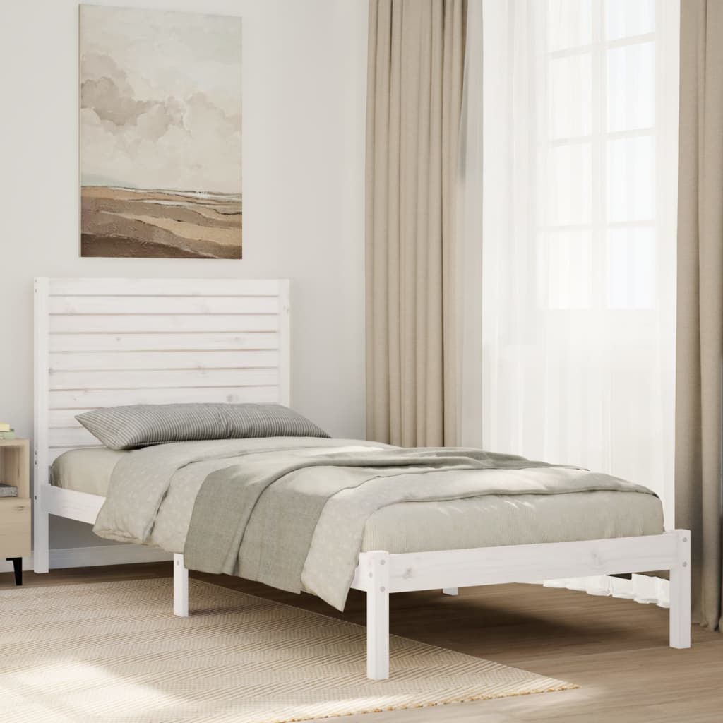 vidaXL Extra Long Bed Frame without Mattress White 90x210 cm Solid Wood