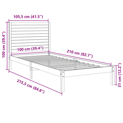 vidaXL Extra Long Bed Frame without Mattress 100x210 cm Solid Wood