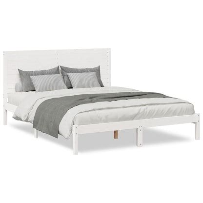 vidaXL Extra Long Bed Frame without Mattress White 140x210 cm Solid Wood