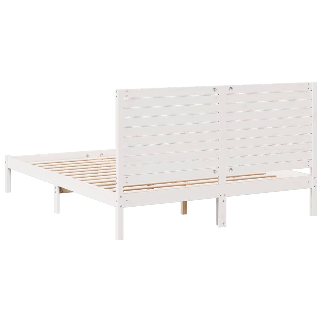 vidaXL Extra Long Bed Frame without Mattress White 140x210 cm Solid Wood