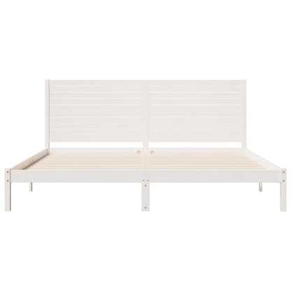 vidaXL Extra Long Bed Frame without Mattress White 200x210 cm Solid Wood