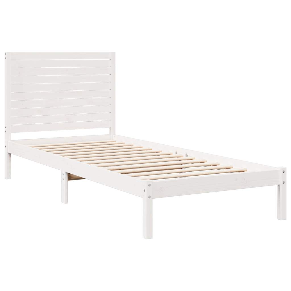 vidaXL Extra Long Bed Frame without Mattress White 90x220 cm Solid Wood