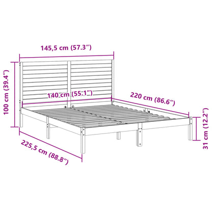 vidaXL Extra Long Bed Frame without Mattress 140x220 cm Solid Wood