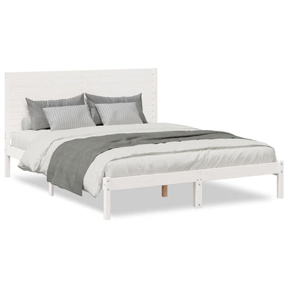 vidaXL Extra Long Bed Frame without Mattress White 140x220 cm Solid Wood