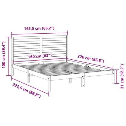 vidaXL Extra Long Bed Frame without Mattress 160x220 cm Solid Wood