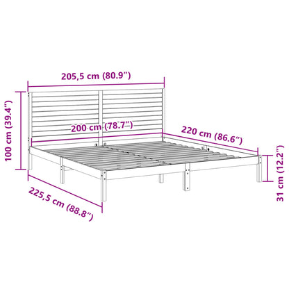 vidaXL Extra Long Bed Frame without Mattress White 200x220 cm Solid Wood
