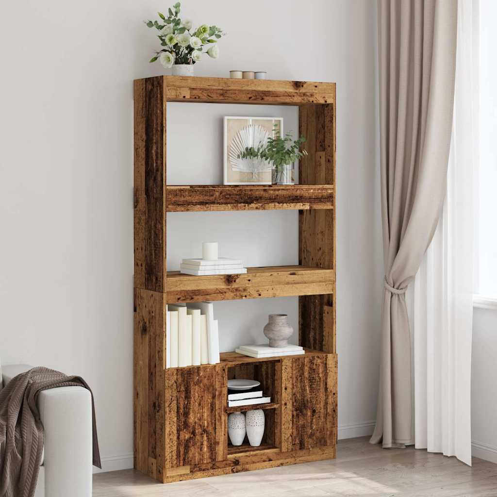 vidaXL Highboard Old Wood 92x33x180 cm Engineered Wood
