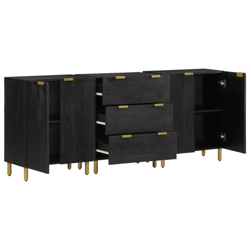 vidaXL 3 Piece Sideboards Black Engineered Wood