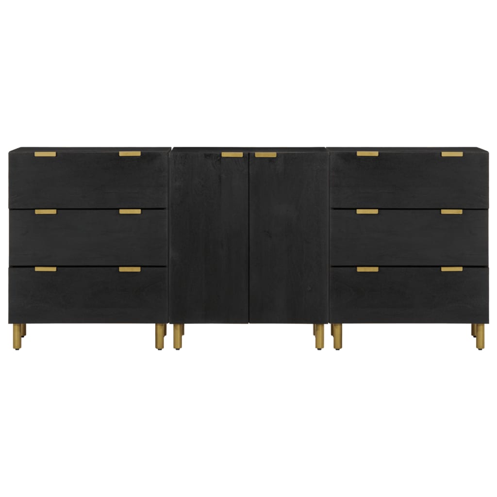 vidaXL 3 Piece Sideboards Black Engineered Wood