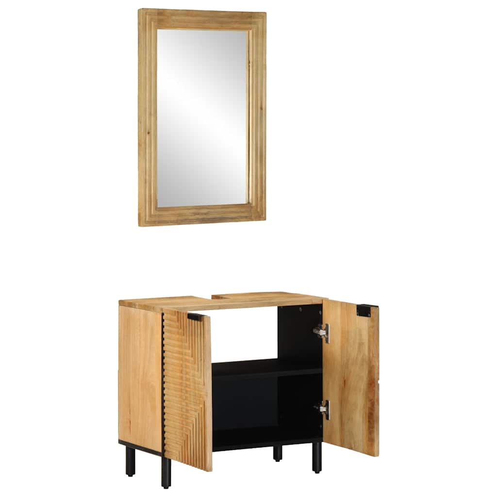 vidaXL 2 Piece Bathroom Furniture Set Brown Solid Wood Mango